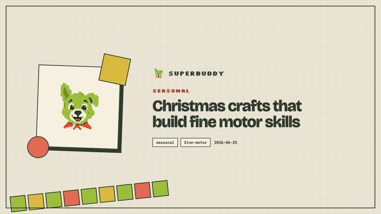 Superbuddy blog cover with the article title on a branded pixel-grid background