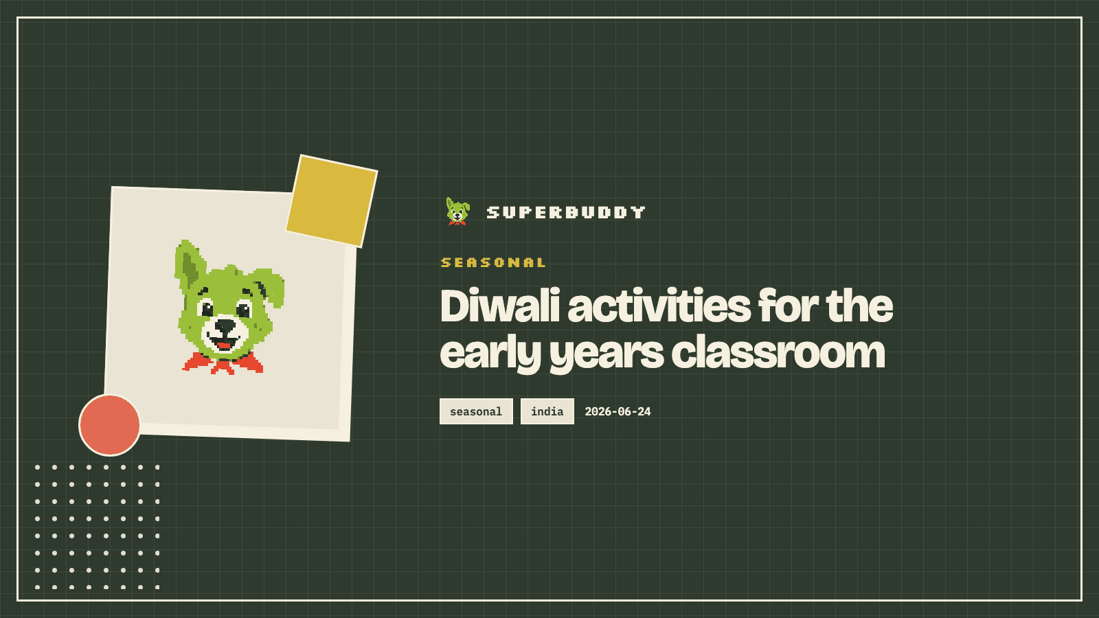 Superbuddy blog cover with the article title on a branded pixel-grid background