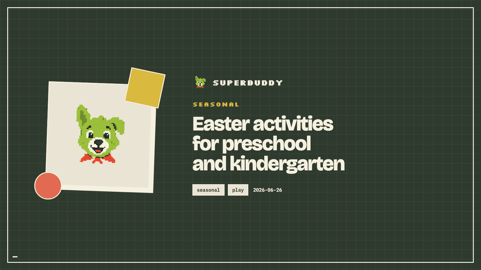 Superbuddy blog cover with the article title on a branded pixel-grid background