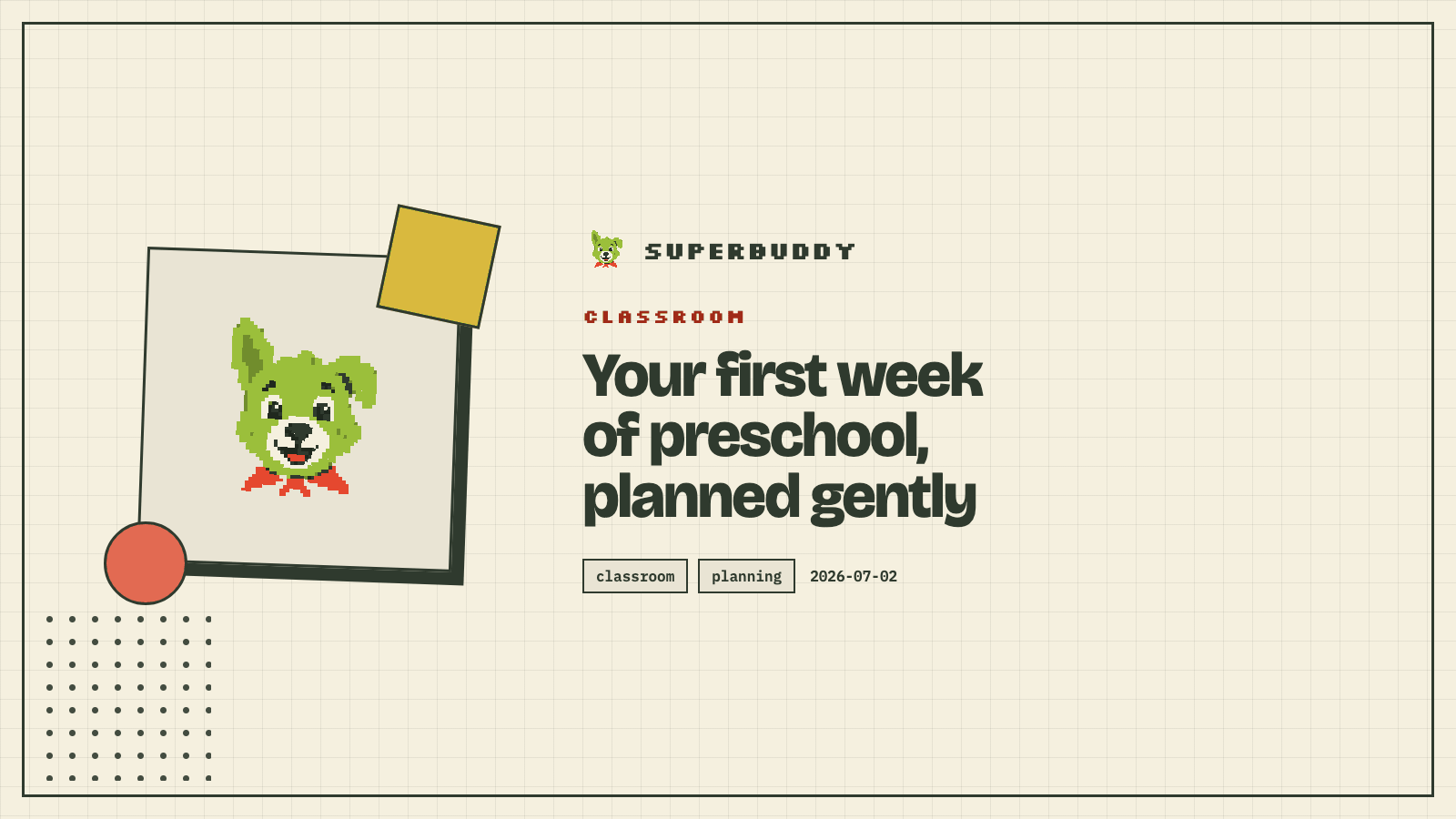 Superbuddy blog cover with the article title on a branded pixel-grid background