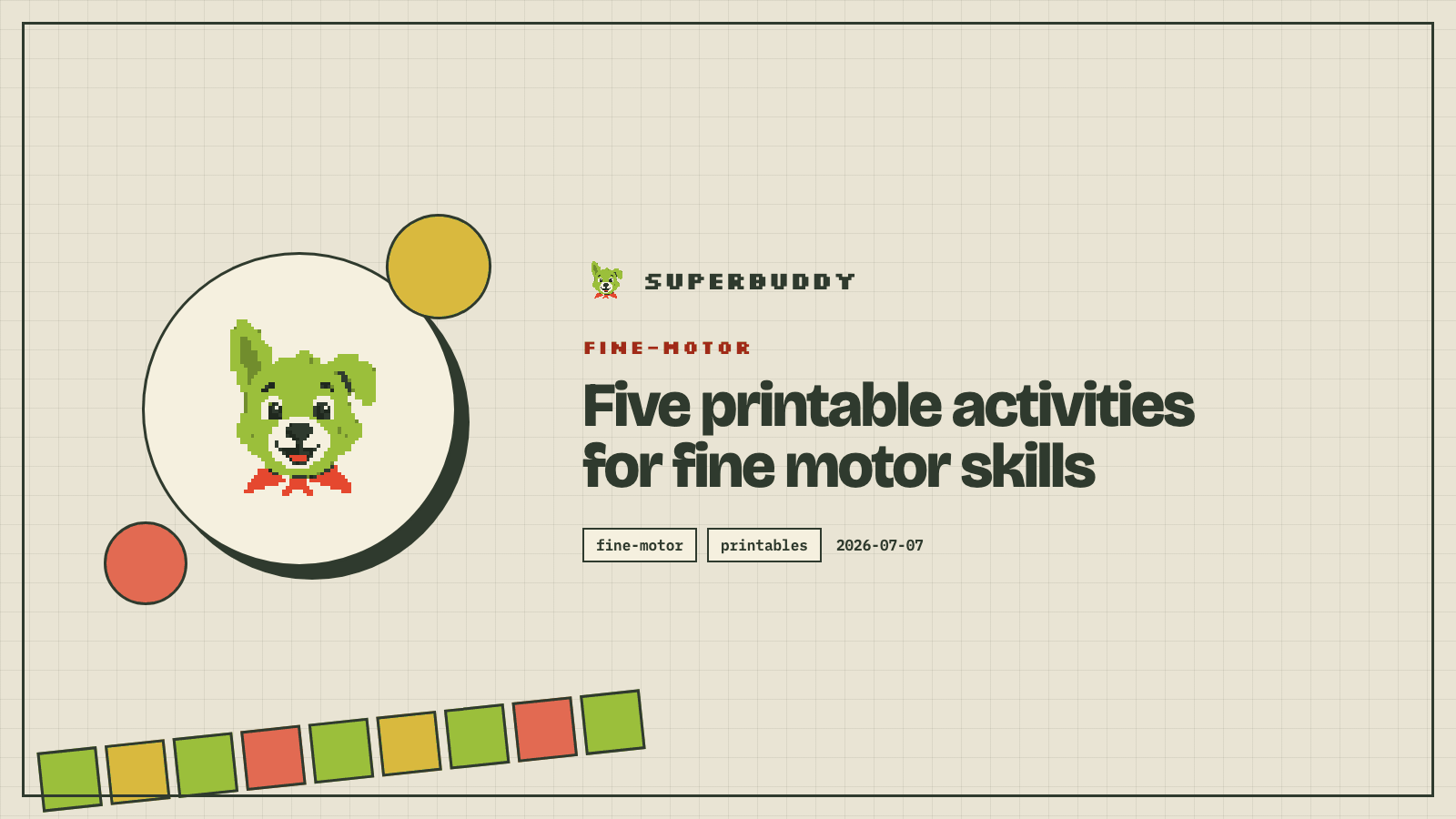 Superbuddy blog cover with the article title on a branded pixel-grid background