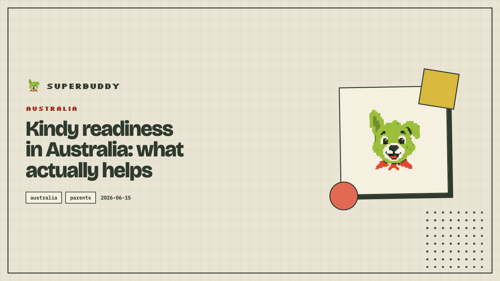 Superbuddy blog cover with the article title on a branded pixel-grid background