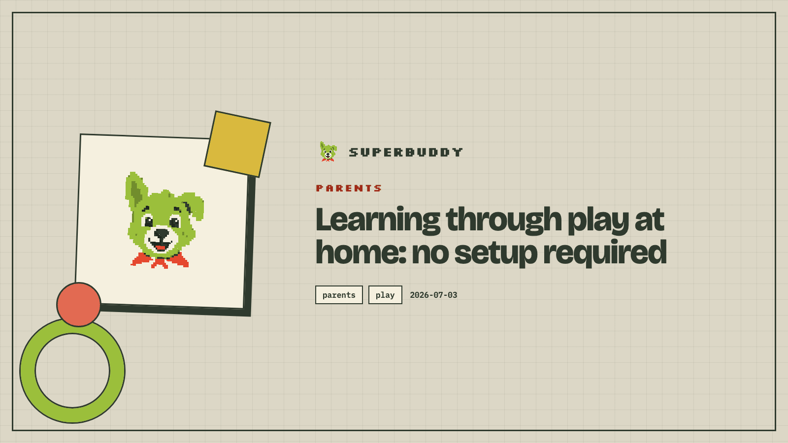 Superbuddy blog cover with the article title on a branded pixel-grid background