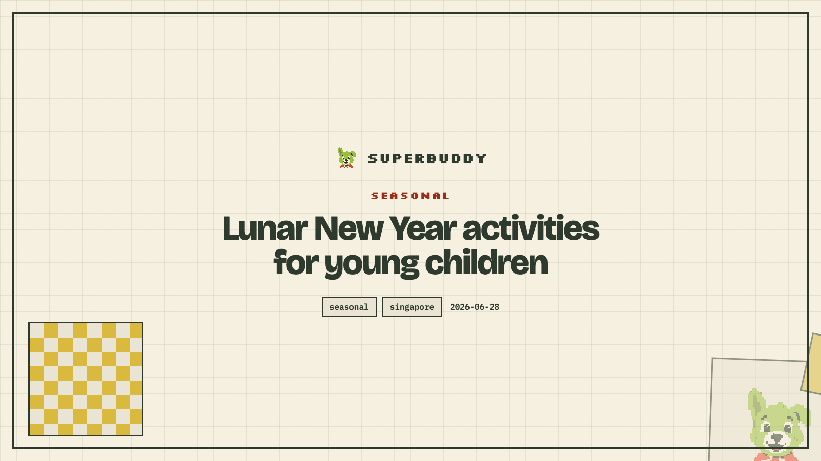 Superbuddy blog cover with the article title on a branded pixel-grid background