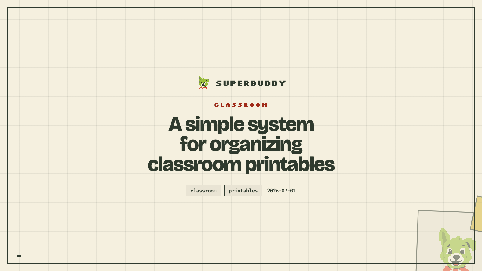 Superbuddy blog cover with the article title on a branded pixel-grid background