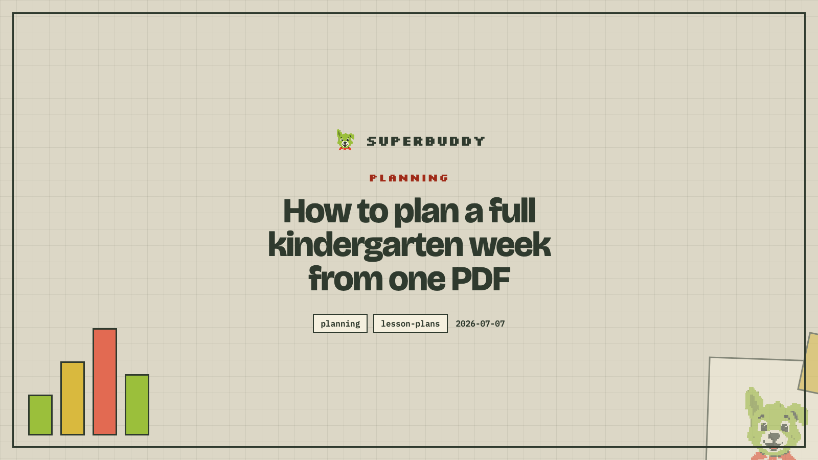 Superbuddy blog cover with the article title on a branded pixel-grid background