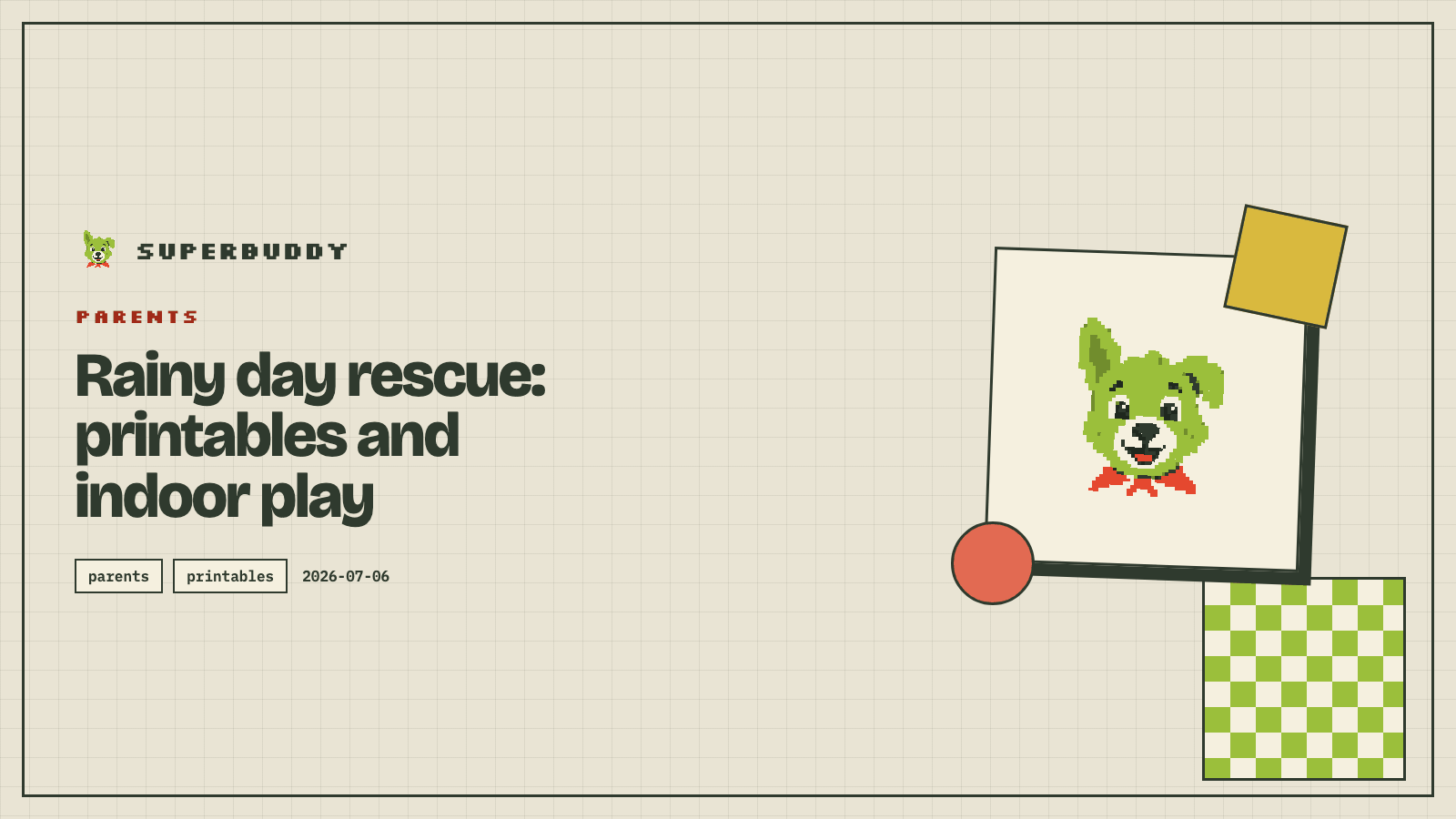 Superbuddy blog cover with the article title on a branded pixel-grid background