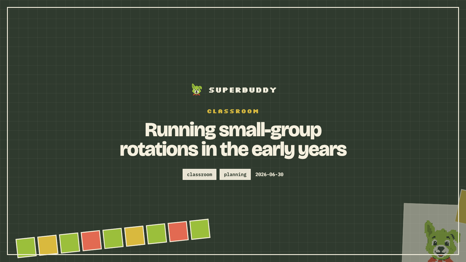 Superbuddy blog cover with the article title on a branded pixel-grid background