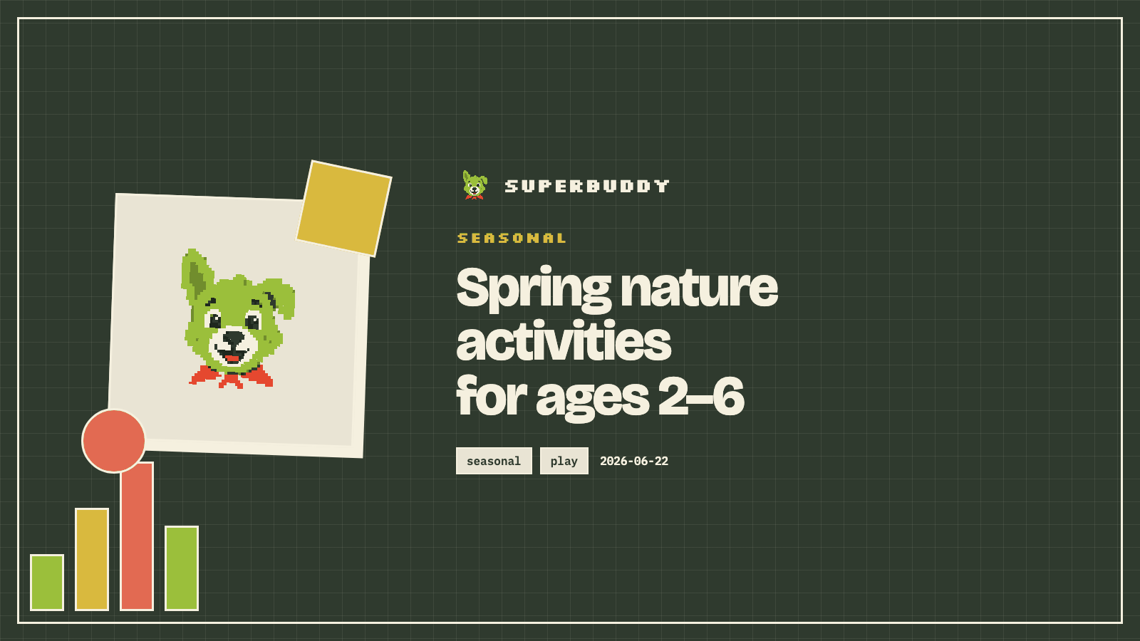 Superbuddy blog cover with the article title on a branded pixel-grid background