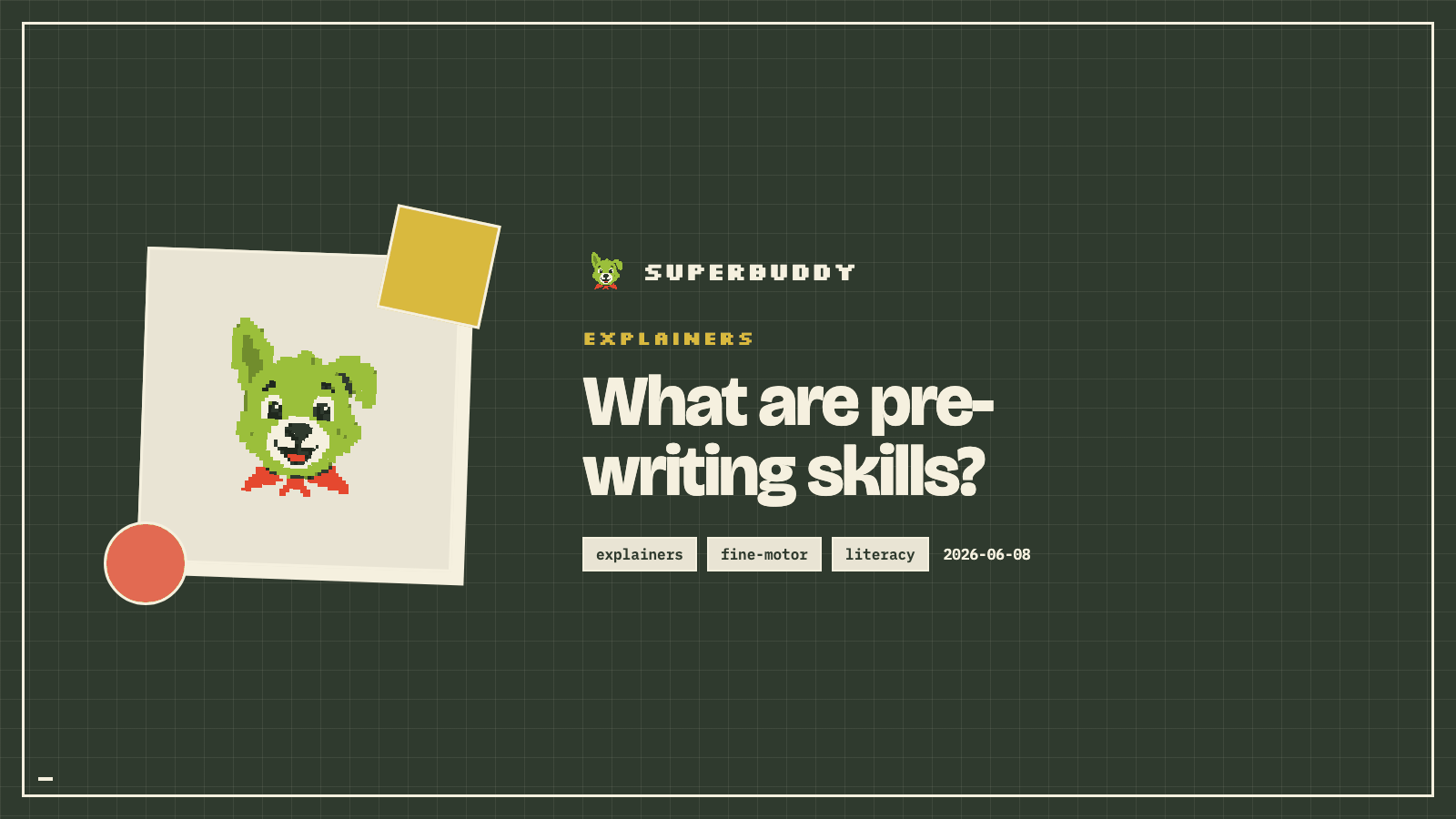 Superbuddy blog cover with the article title on a branded pixel-grid background