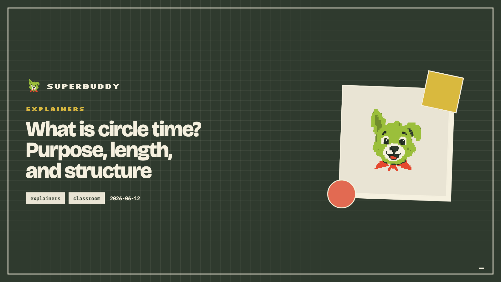 Superbuddy blog cover with the article title on a branded pixel-grid background