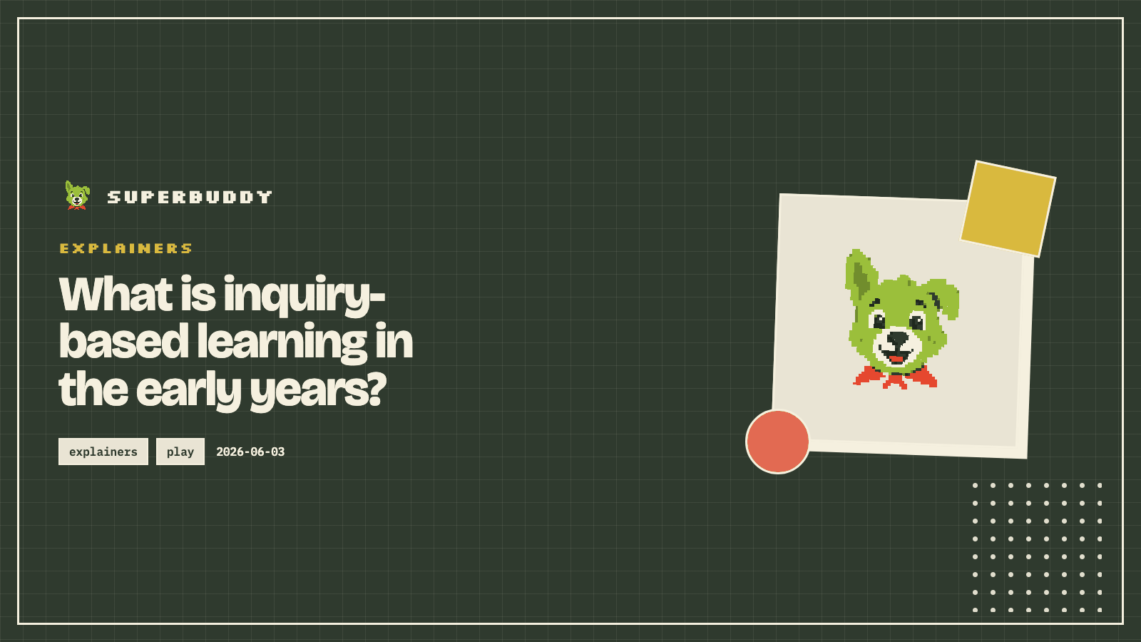 Superbuddy blog cover with the article title on a branded pixel-grid background