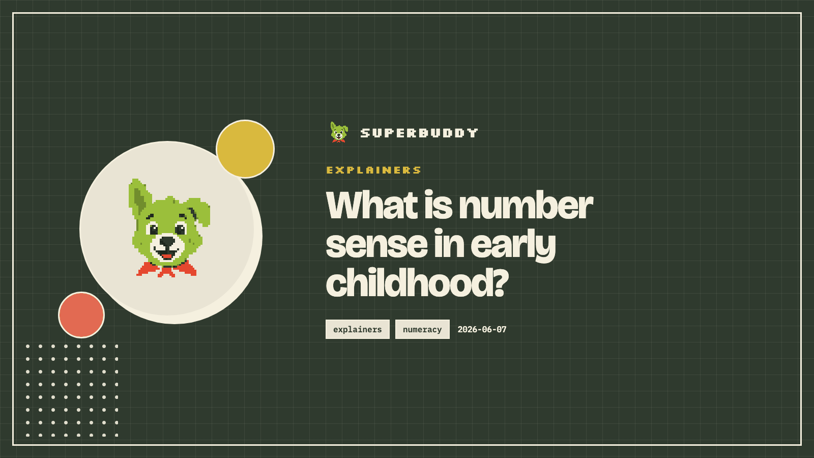 Superbuddy blog cover with the article title on a branded pixel-grid background