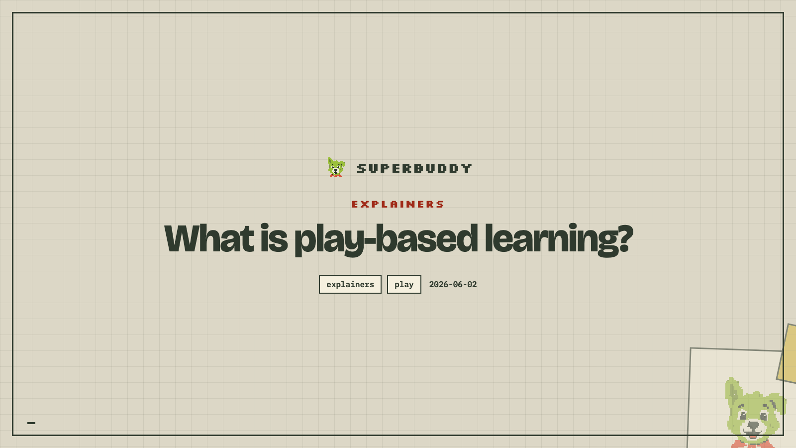 Superbuddy blog cover with the article title on a branded pixel-grid background