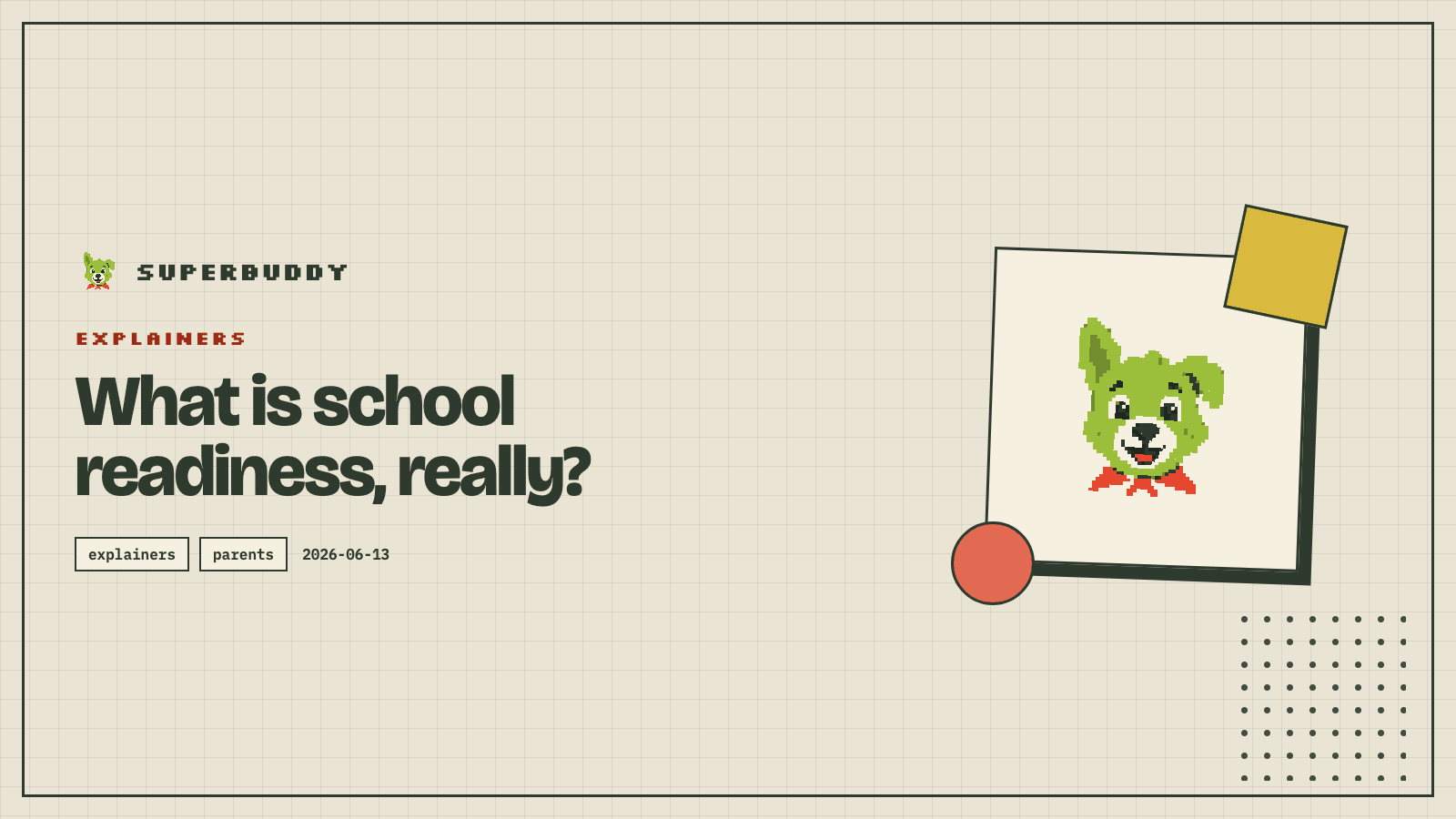 Superbuddy blog cover with the article title on a branded pixel-grid background
