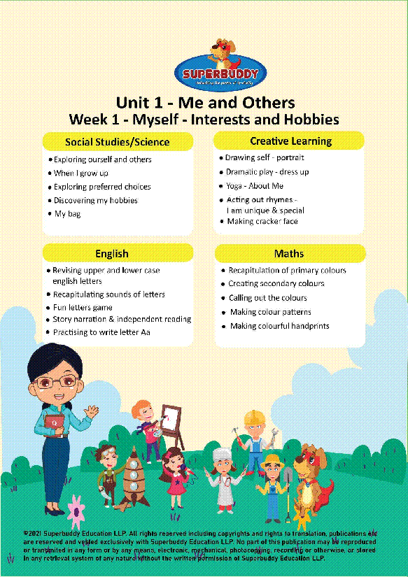Preview of KG · Unit 1 · Week 1 — Myself - Interests and Hobbies