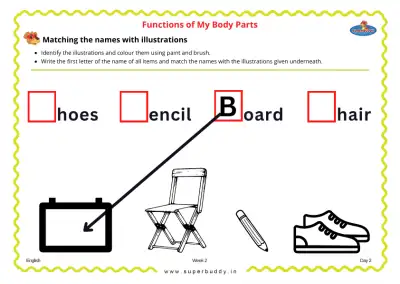 Preview of the first page of Matching Names with Illustrations