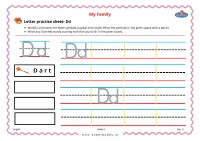 Preview of the first page of Letter Practice Sheet - Dd