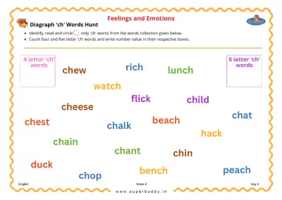 Preview of the first page of Digraph 'ch' Words Hunt
