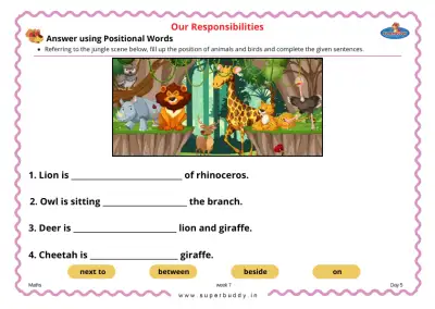 Preview of the first page of Answer Using Positional Words