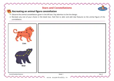 Preview of the first page of KG Unit 2 Week 1 — Recreating an Animal Figure Constellation