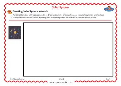 Preview of the first page of KG Unit 2 Week 2 — Creating Solar System Artwork