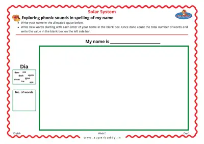 Preview of the first page of KG Unit 2 Week 2 — Phonics in the Spelling of My Name