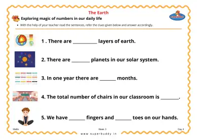 Preview of the first page of KG Unit 2 Week 3 — Exploring Magic of Numbers in Our Daily Life