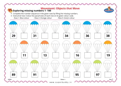 Preview of the first page of Exploring Missing Numbers 1-100 Parachutes
