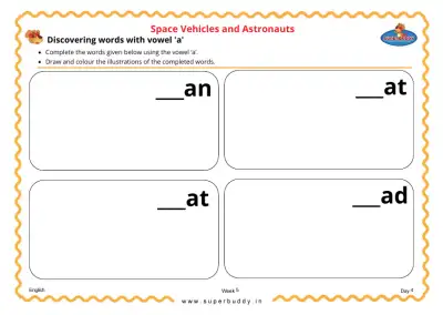 Preview of the first page of Discovering words with vowel 'a'