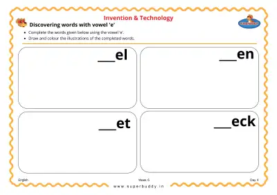 Preview of the first page of Discovering words with vowel 'e'