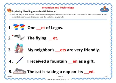 Preview of the first page of Exploring blending sounds with letter 'e'