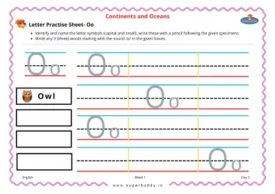 Preview of the first page of Letter Practice Sheet — Oo