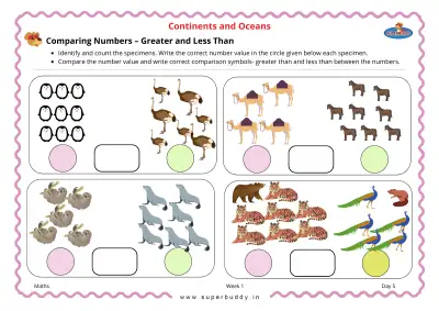 Preview of the first page of Comparing Numbers – Greater and Less Than