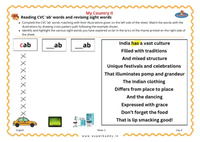 Preview of the first page of Reading CVC 'ab' Words and Revising Sight Words