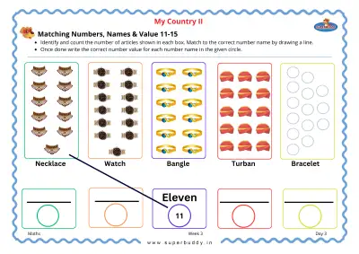 Preview of the first page of Matching Numbers, Names & Value 11-15