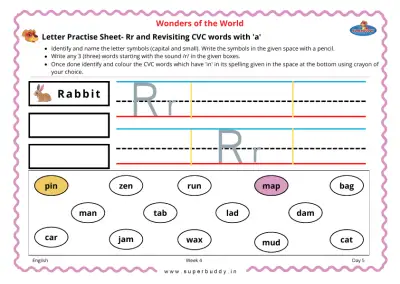 Preview of the first page of Letter Practice Sheet - Rr and Revisiting CVC Words