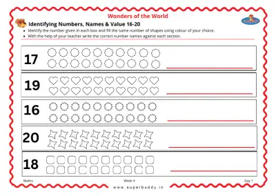 Preview of the first page of Identifying Numbers, Names & Value 16-20