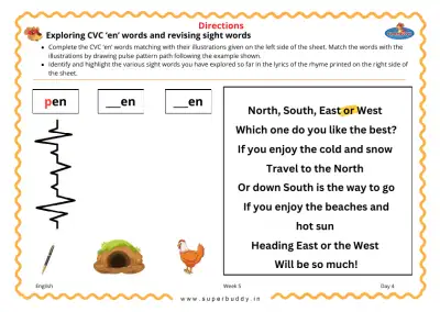 Preview of the first page of Exploring CVC 'en' Words and Revising Sight Words