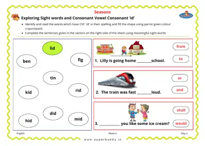 Preview of the first page of Exploring Sight words and Consonant Vowel Consonant 'id'