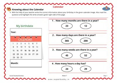 Preview of the first page of Knowing about the Calendar