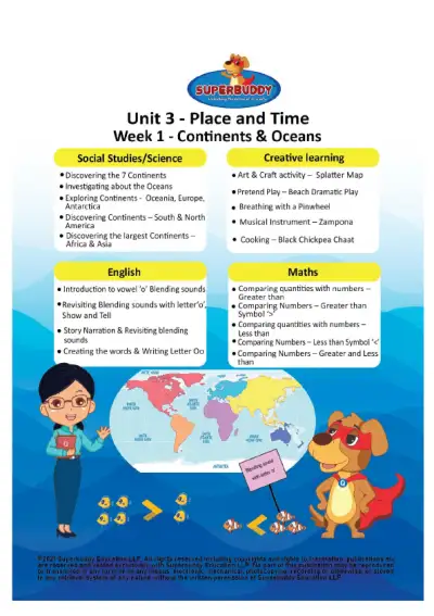 Preview of the first page of Unit 3 - Place and Time - Week 1 - Continents & Oceans (Weekly compilation)