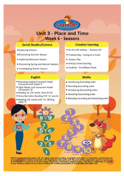Preview of the first page of Unit 3 - Place and Time - Week 6 - Seasons (Weekly compilation)