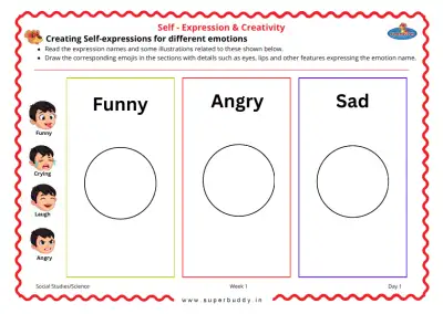 Preview of the first page of Creating Self-expressions for different emotions