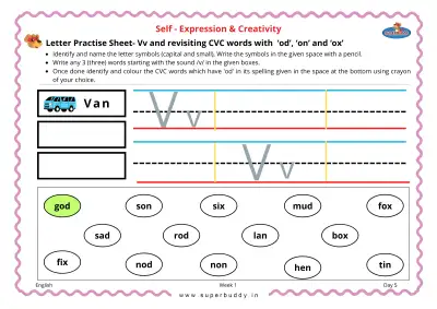 Preview of the first page of Letter Practice Sheet - Vv and CVC Words