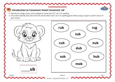 Preview of the first page of Introduction to Consonant Vowel Consonant 'ub'