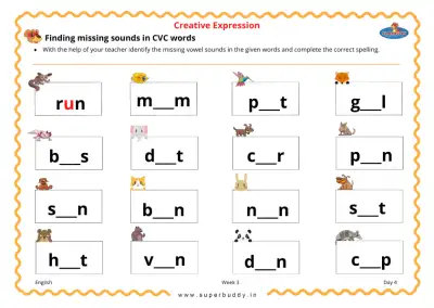 Preview of the first page of Finding Missing Sounds in CVC Words
