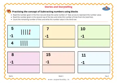 Preview of the first page of Practising the Concept of Subtracting Numbers Using Blocks