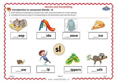 Preview of the first page of Introduction to Consonant Blends - sl