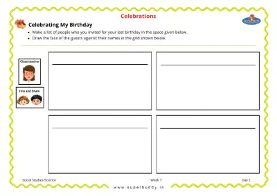Preview of the first page of KG Unit 4 Week 7 — Celebrating My Birthday